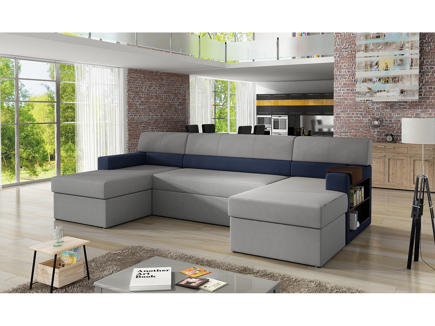 Divano d'angolo Larion R/Tessuto-Blu