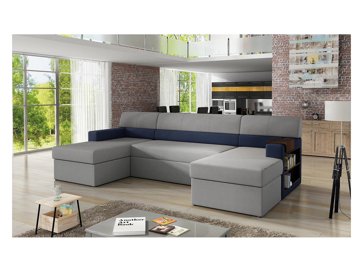Divano d'angolo Larion R/Tessuto-Blu