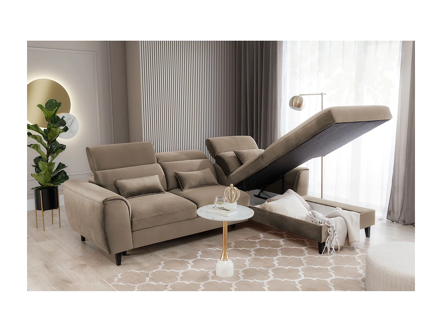 Ecksofa Toscana R/Stoffbezug/Beige