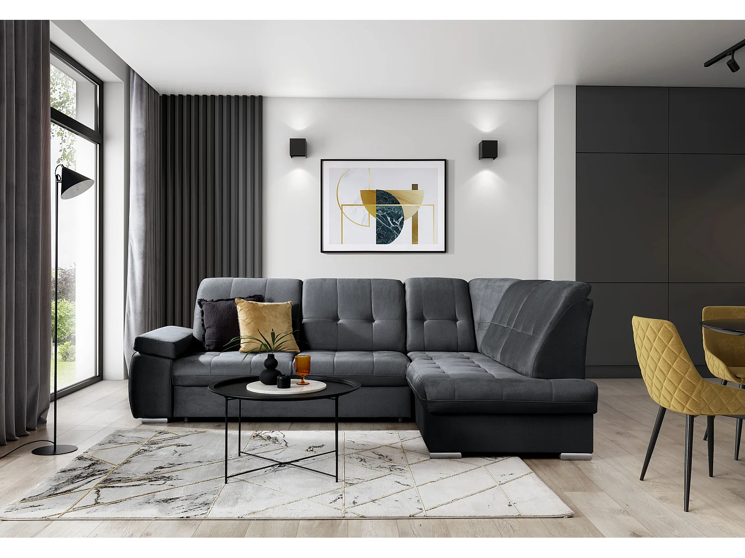 Canapé Corner Frizzo R/Tissu-Gris