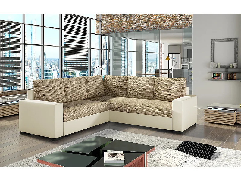 Canapé Corner Eggry/ Tissu/Beige