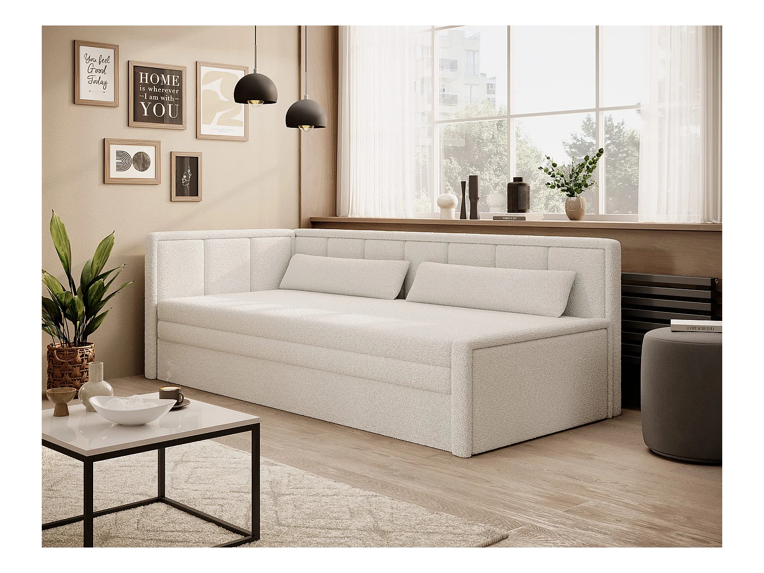 Canapé Hugo R/Housse en tissu/Beige