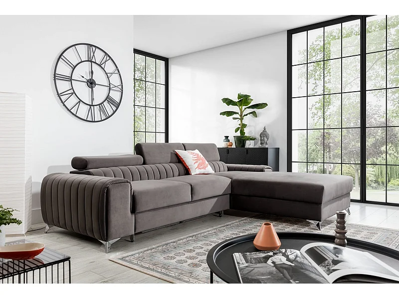 Ecksofa Futura R/Stoffbezug/Grau/An Lager