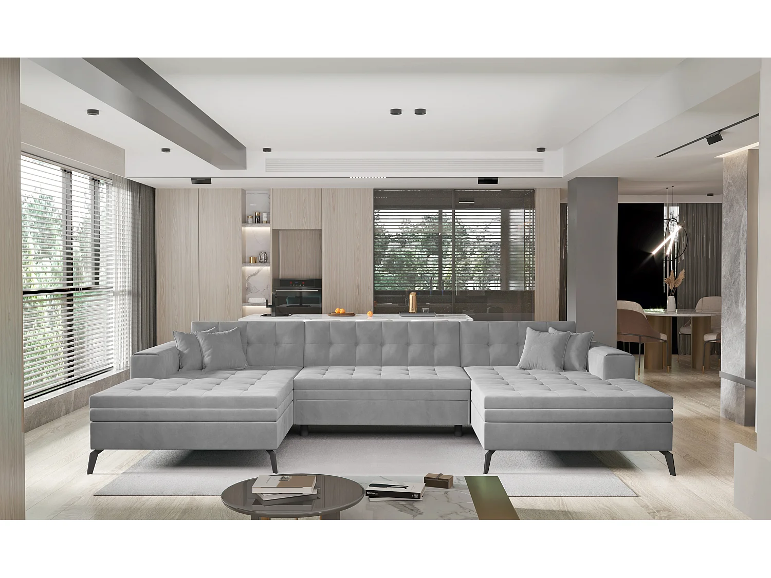 Divano d'angolo Paul-U/Tessuto-Grigio