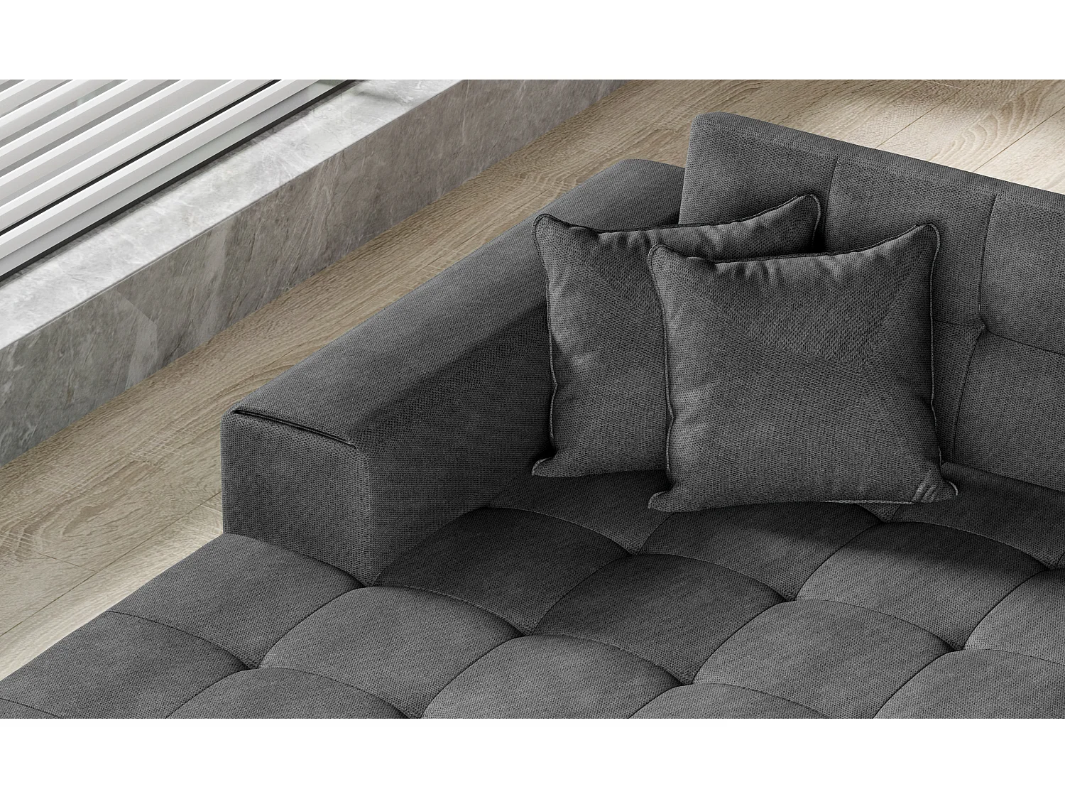 Divano d'angolo Paul-U/Tessuto-Grigio