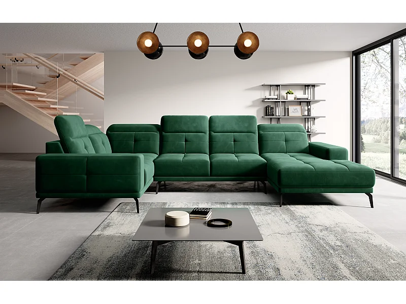 Divano d'angolo Conrado UL/Tessuto-Verde