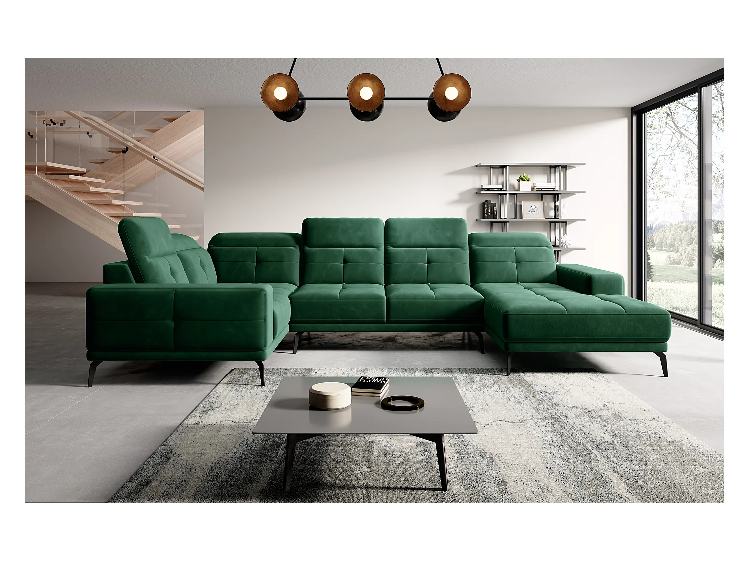 Canapé Corner Conrado UL/Tissu-Vert
