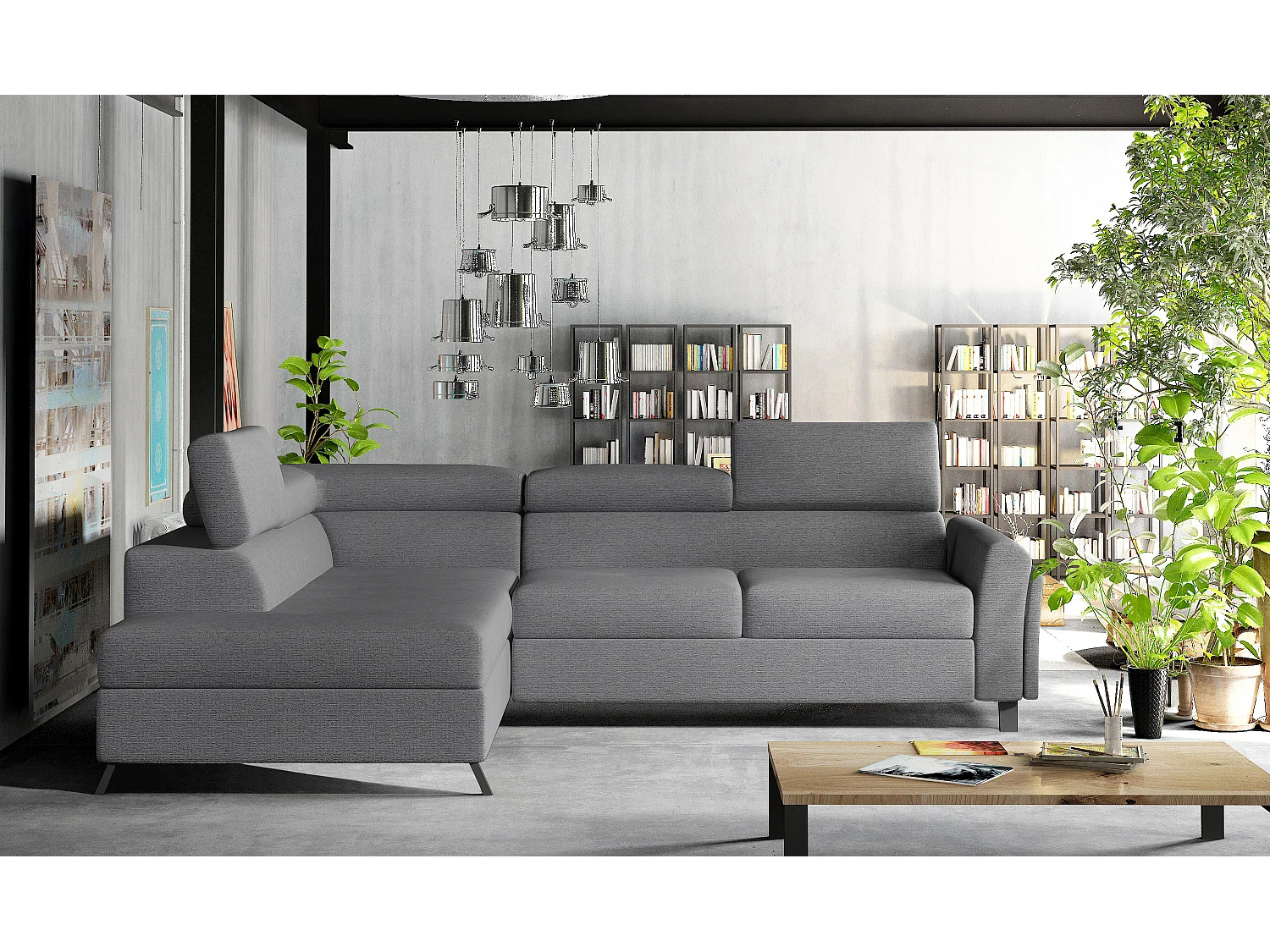 Ecksofa Nestro L/Stoff-Grau