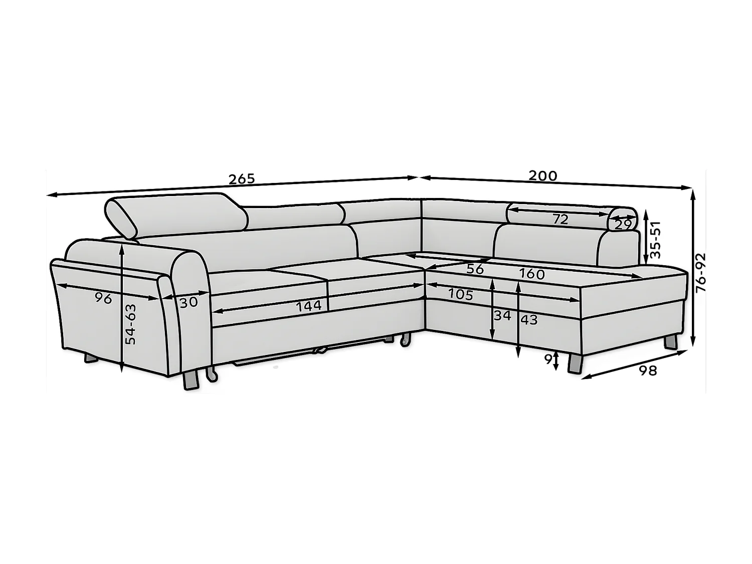 Ecksofa Nestro L/Stoff-Grau