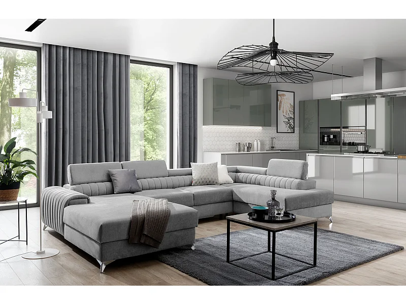 Canapé Corner Exklusivo UR/Tissu-Gris