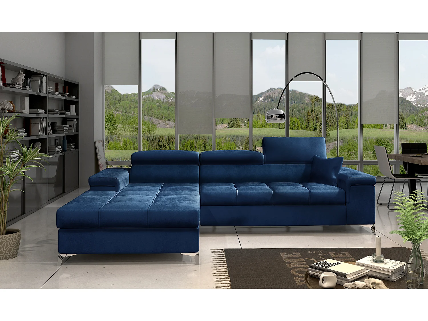 Ecksofa Lucca L/Stoff-Blau