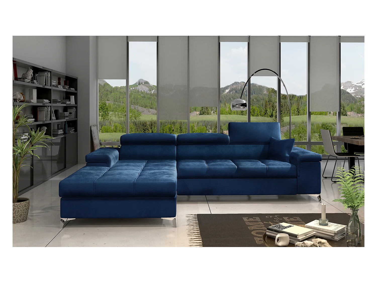 Ecksofa Lucca L/Stoff-Blau