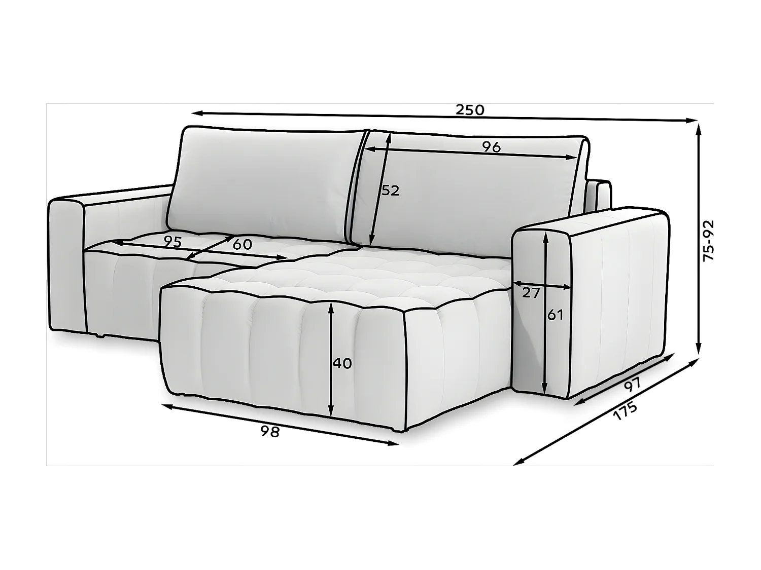 Canapé Corner Stelvino R/Tissu-Or