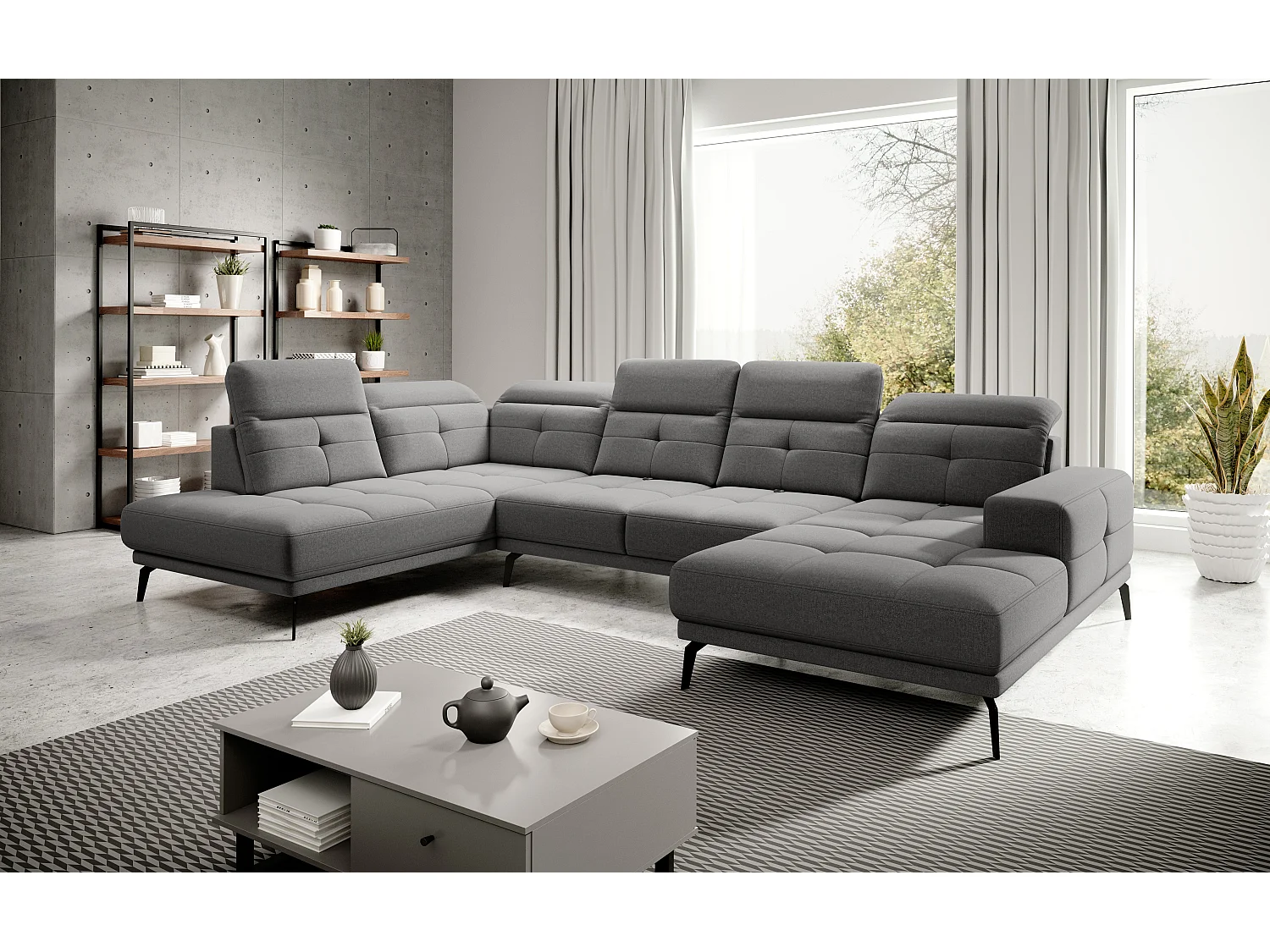 Ecksofa Luton UL/Stoff-Grau