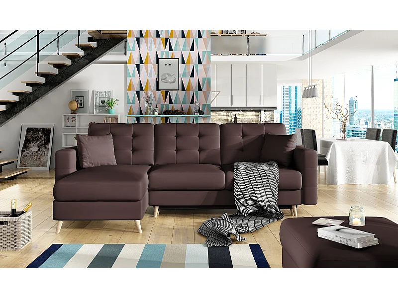 Ecksofa Daron L/Stoff-Braun