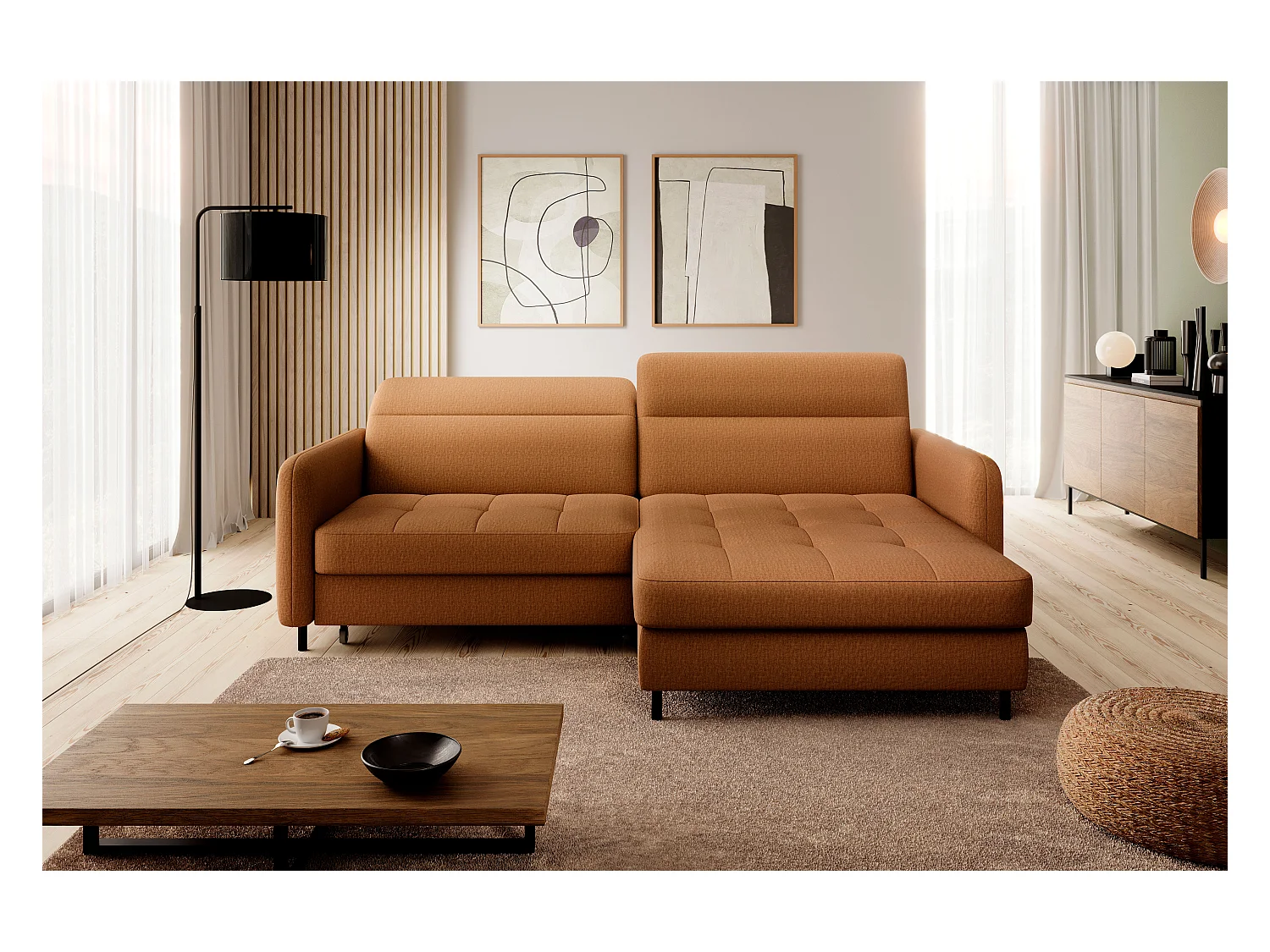Canapé Corner Tippo R/Tissu/Orange