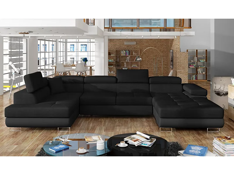 Ecksofa Trebino UL/Stoffbezug/Schwarz