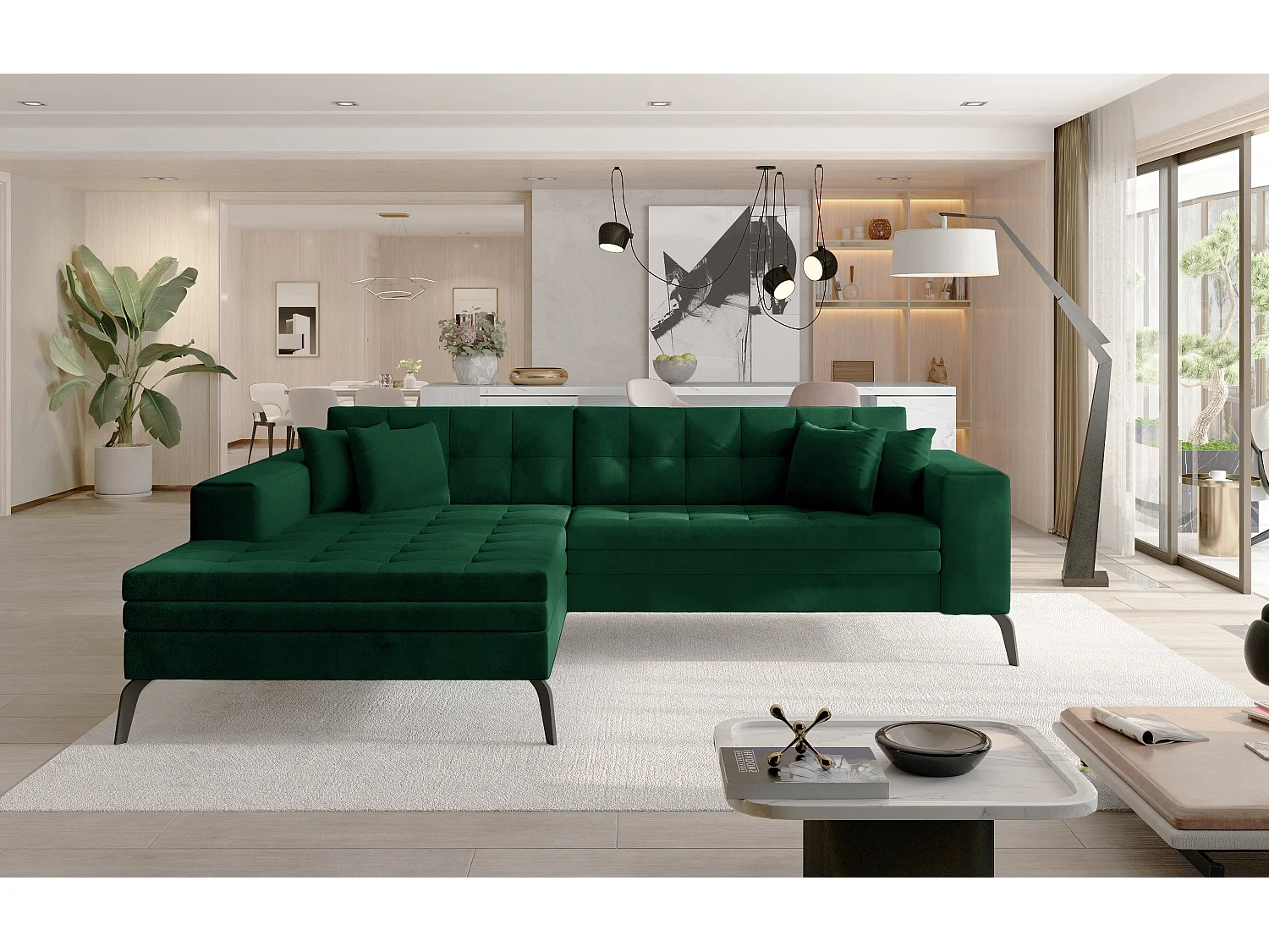 Ecksofa Primo L/Stoff-Grün