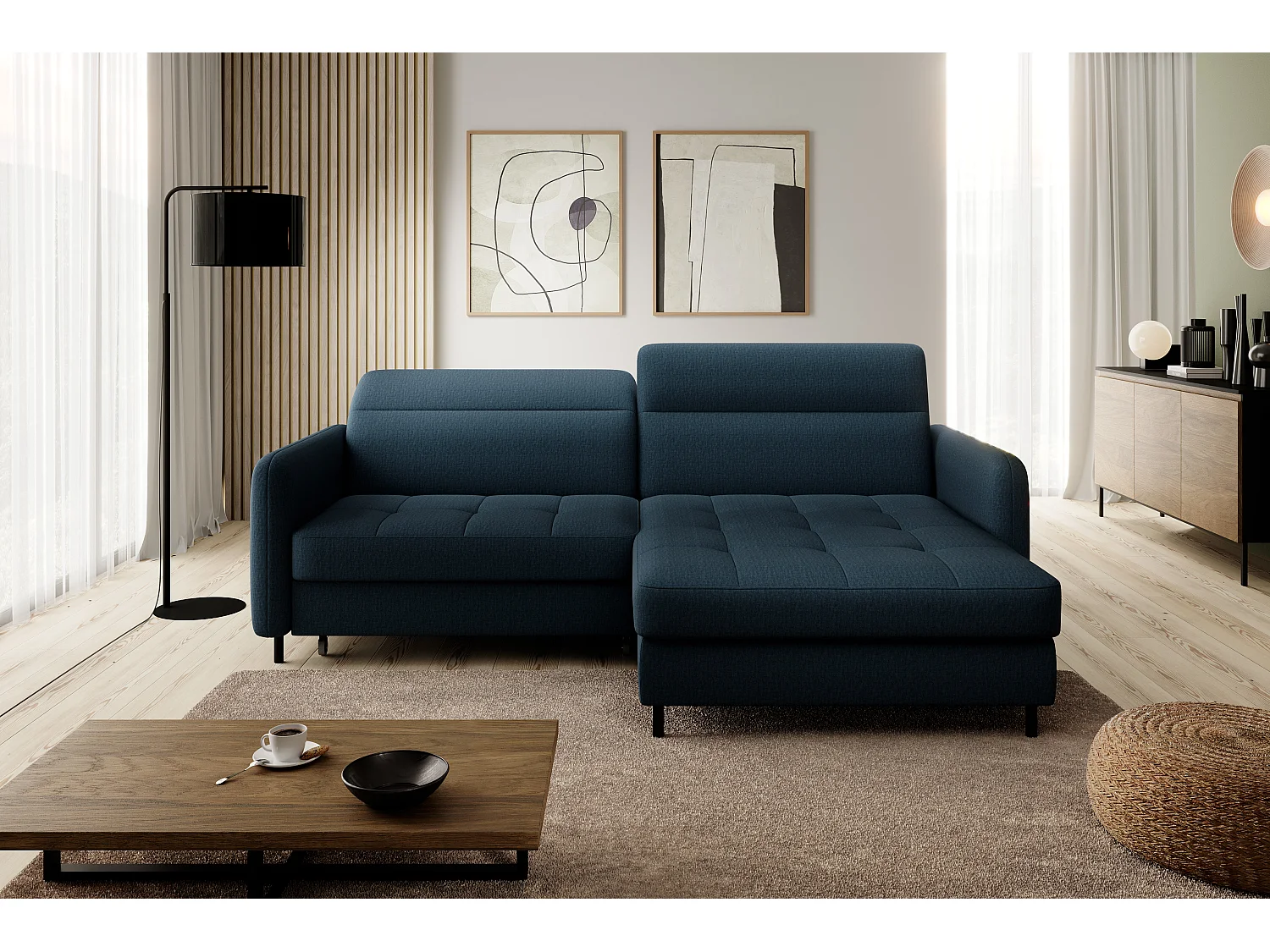 Ecksofa Tippo R/Stoffbezug/Blau