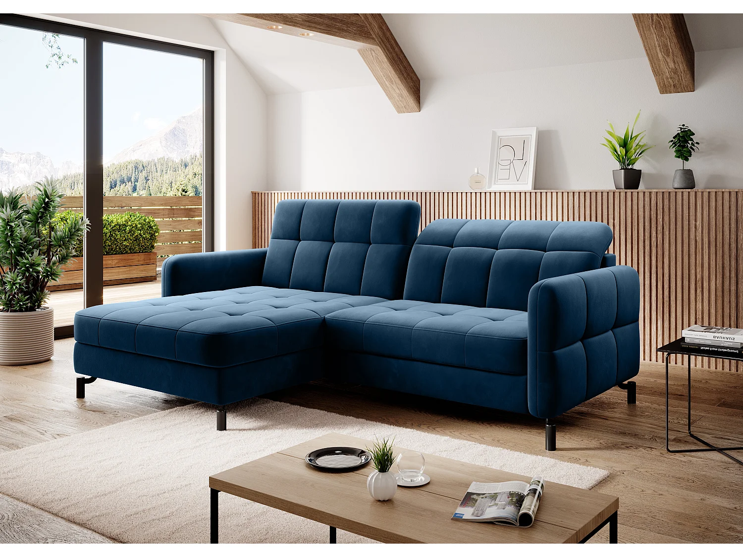 Ecksofa Anna L/Stoff-Blau