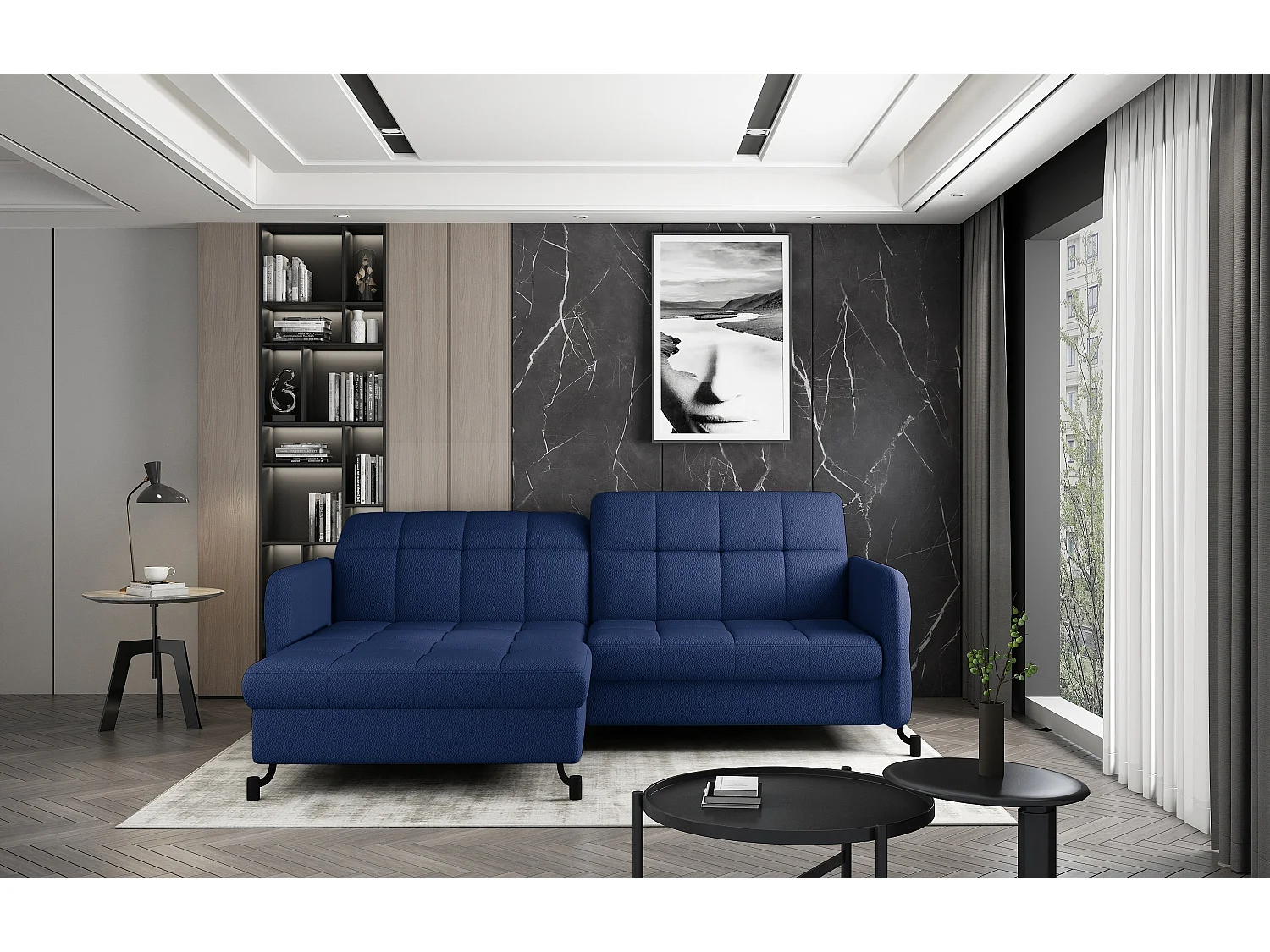 Ecksofa Anna L/Stoff-Blau