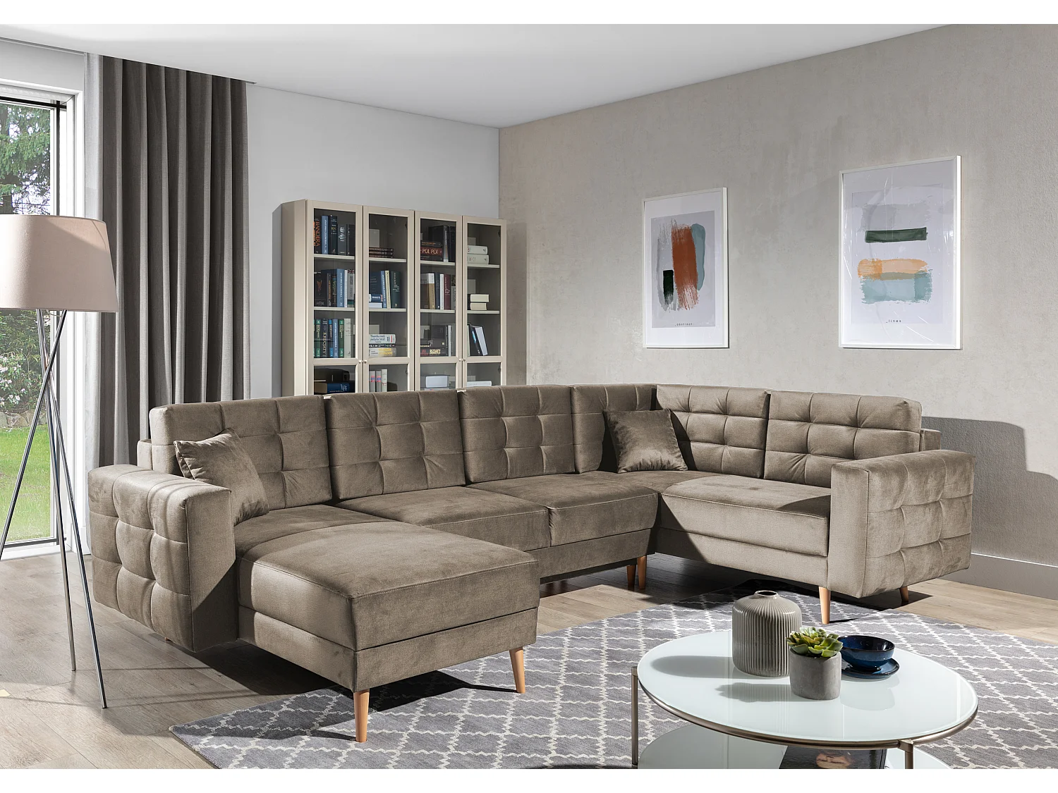 Ecksofa Daron UL/Stoff-Beige