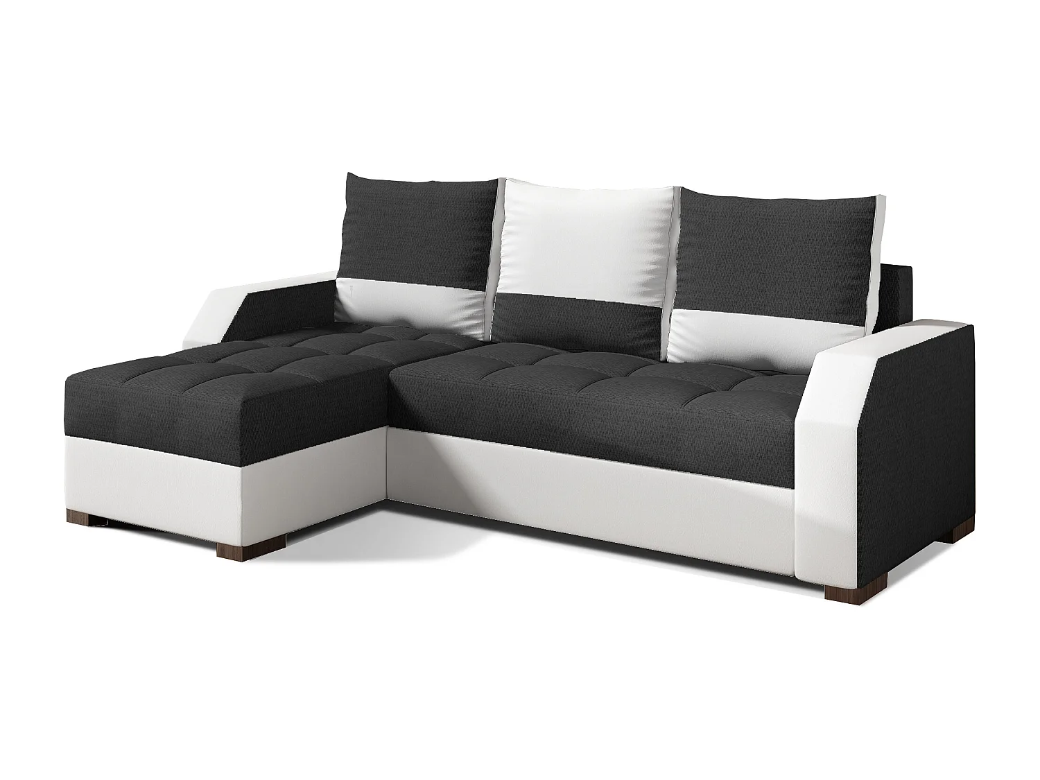 Ecksofa Tarrone L/Stoffbezug/Anthrazit&Weiss