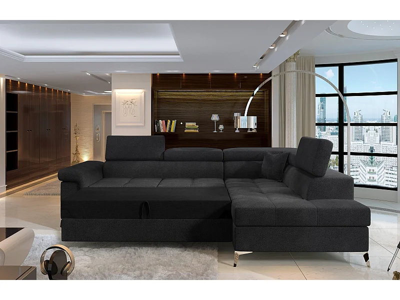 Ecksofa Galano R/Stoff-Schwarz