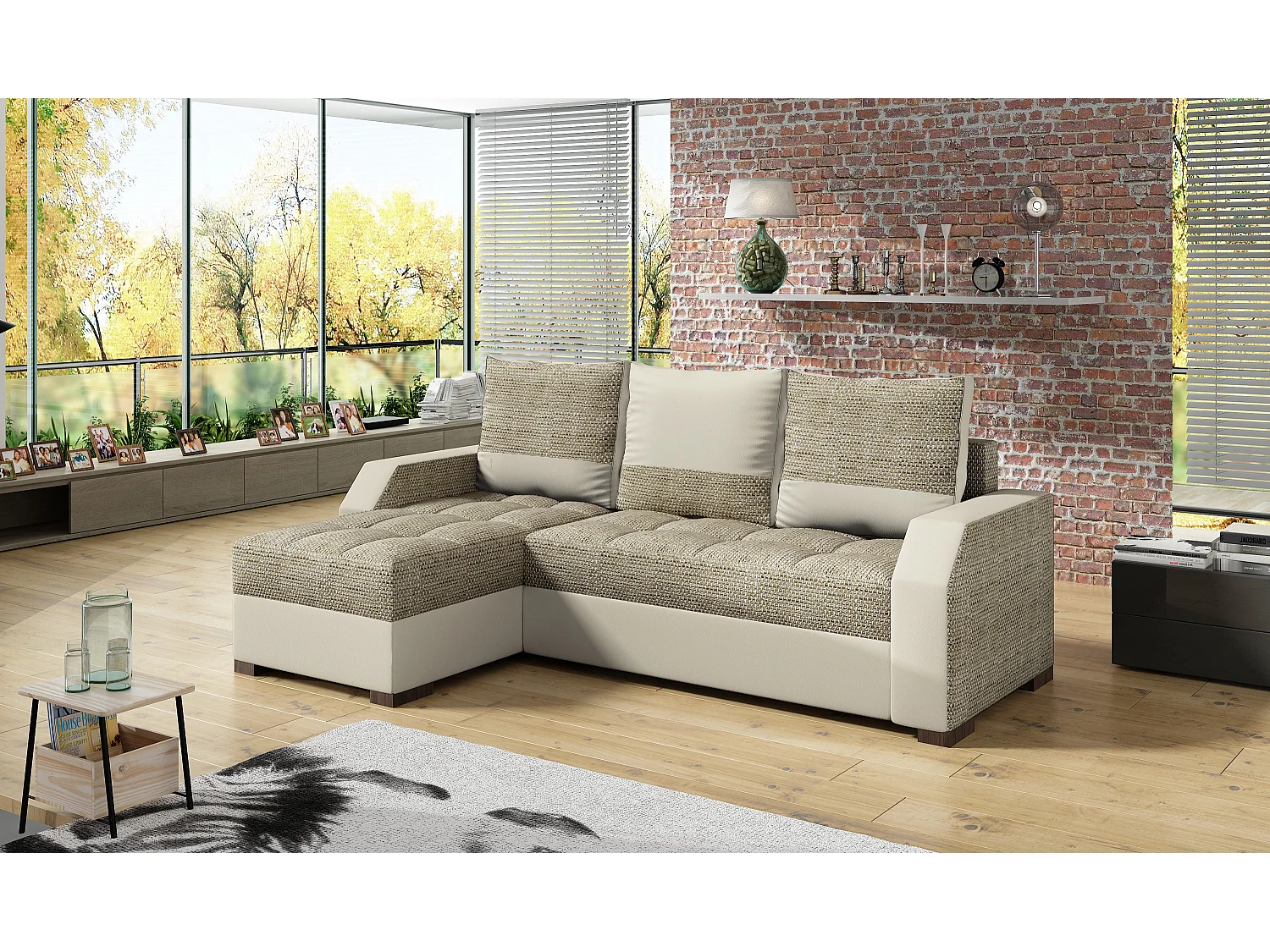 Ecksofa Tarrone L/Stoffbezug/Beige