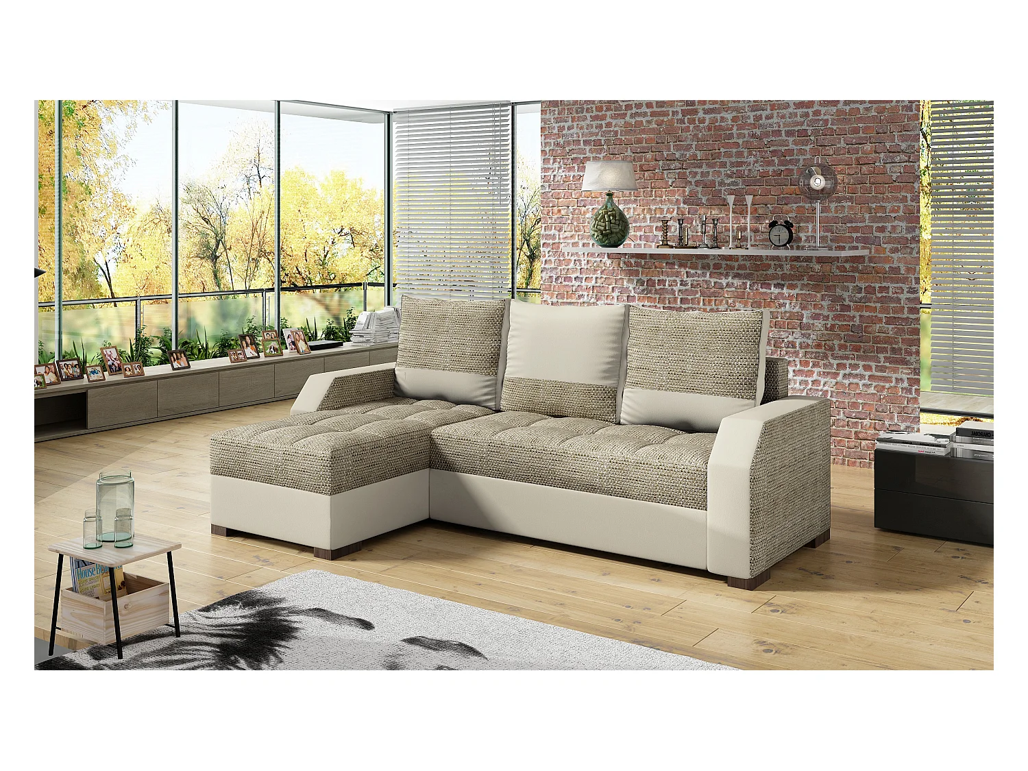 Divano d'angolo Tarrone L/Tessuto/Beige