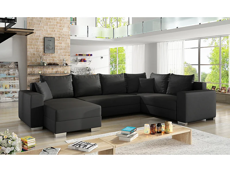 Ecksofa Berta L/Stoff-Schwarz