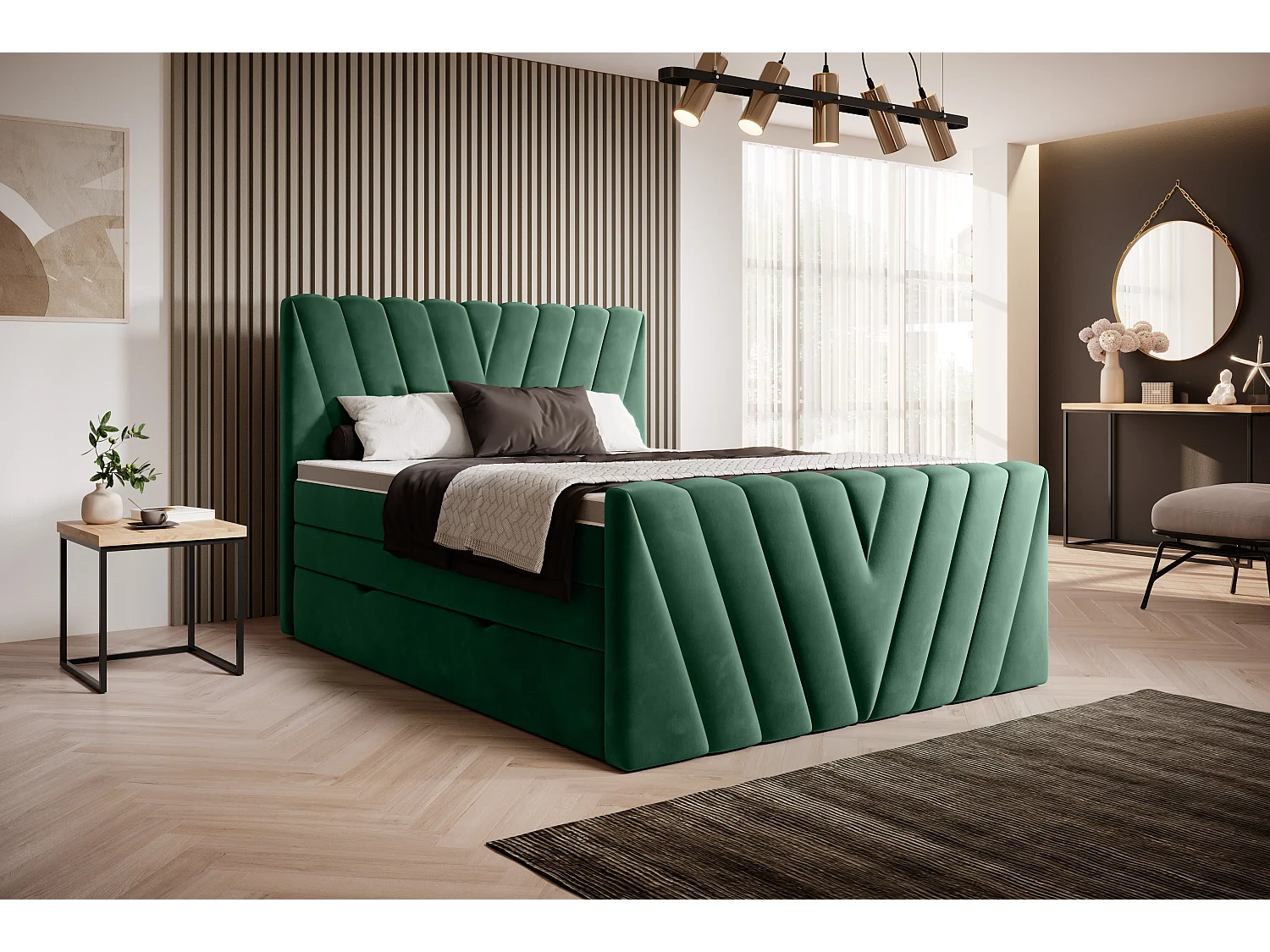 Box Spring Lit Twister S (140x200)/Tissu-Vert