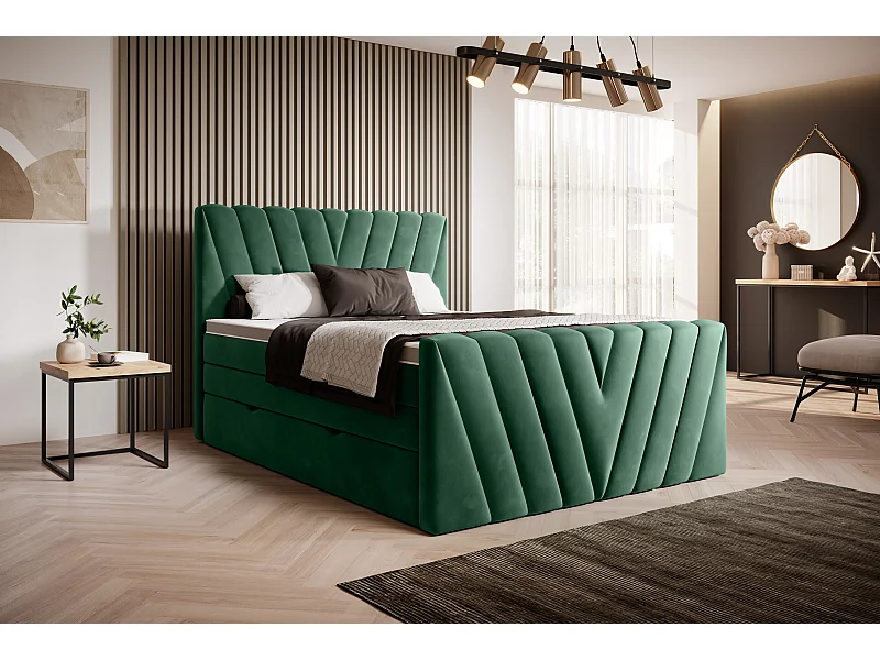 Box Spring Lit Twister S (140x200)/Tissu-Vert