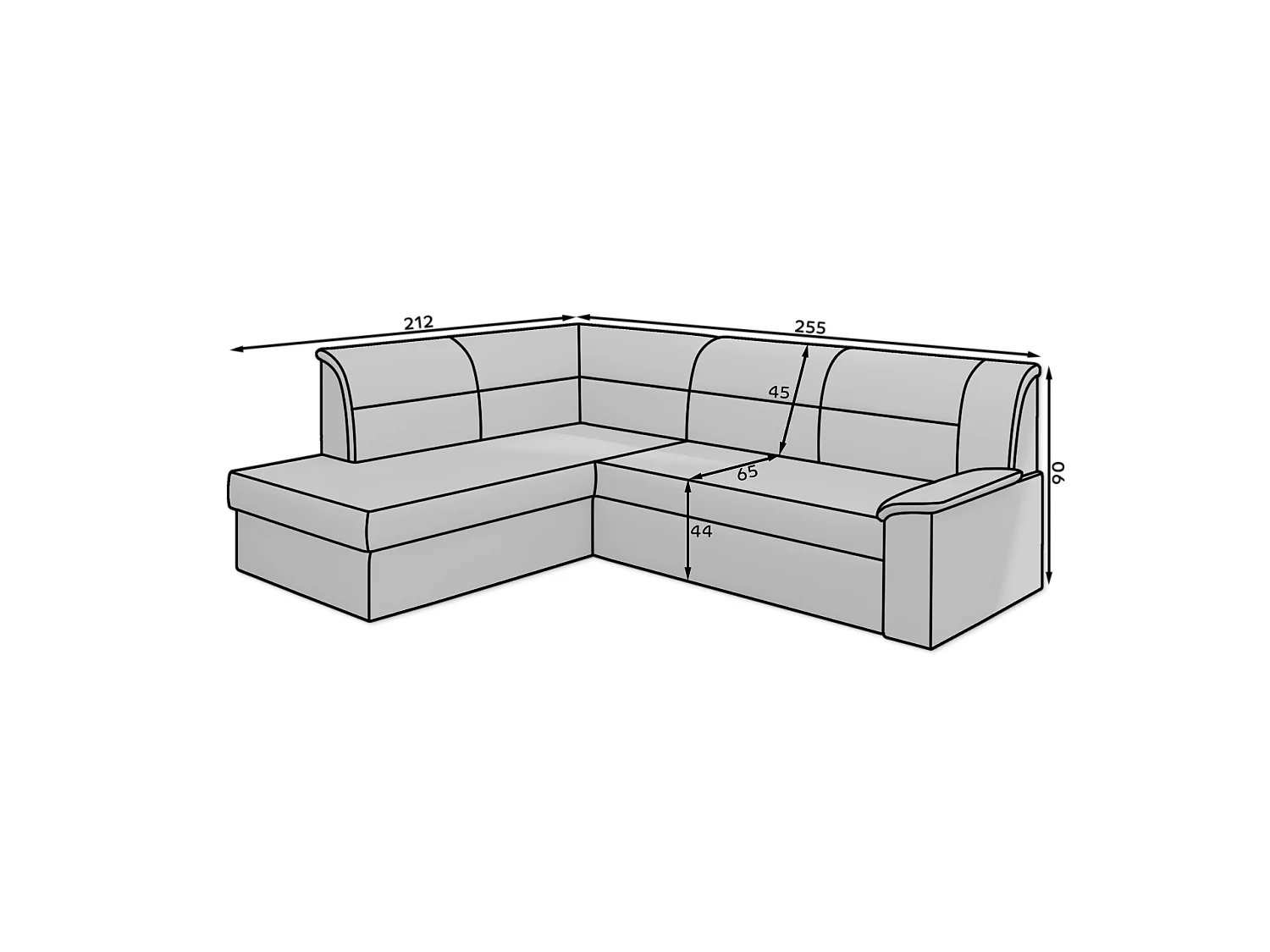 Divano d'angolo Bergen L/Tessuto-Beige