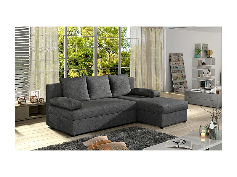 Ecksofa Picano R/Stoffbezug/Anthrazit/An Lager