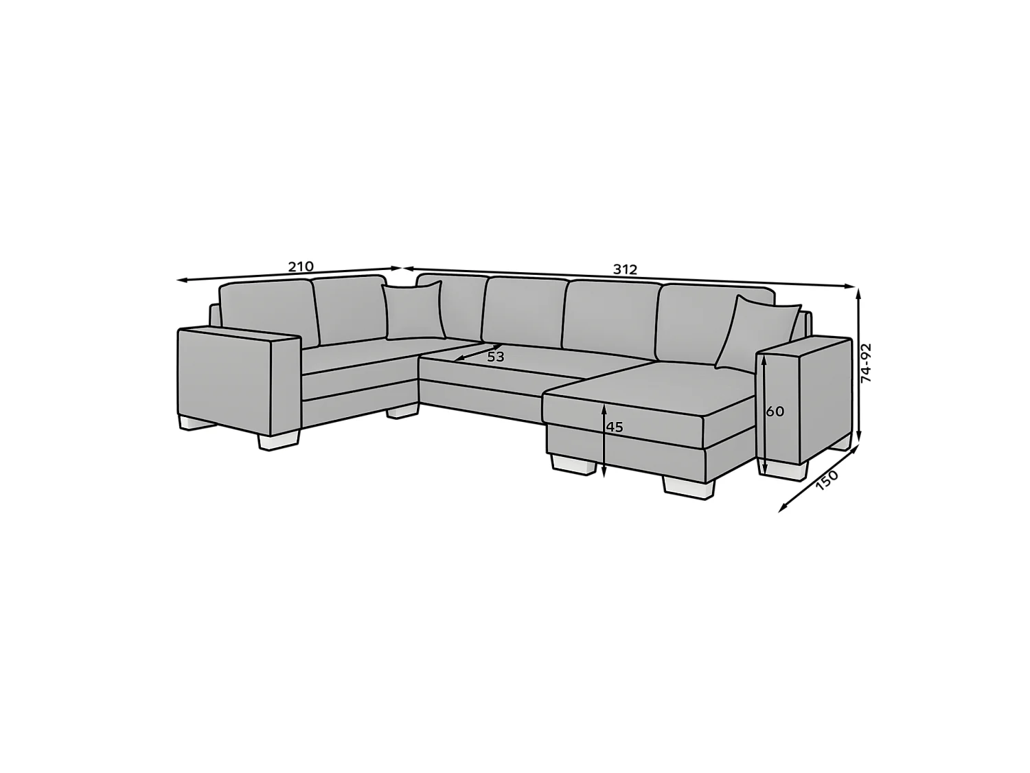 Ecksofa Berta L/Stoff-Beige