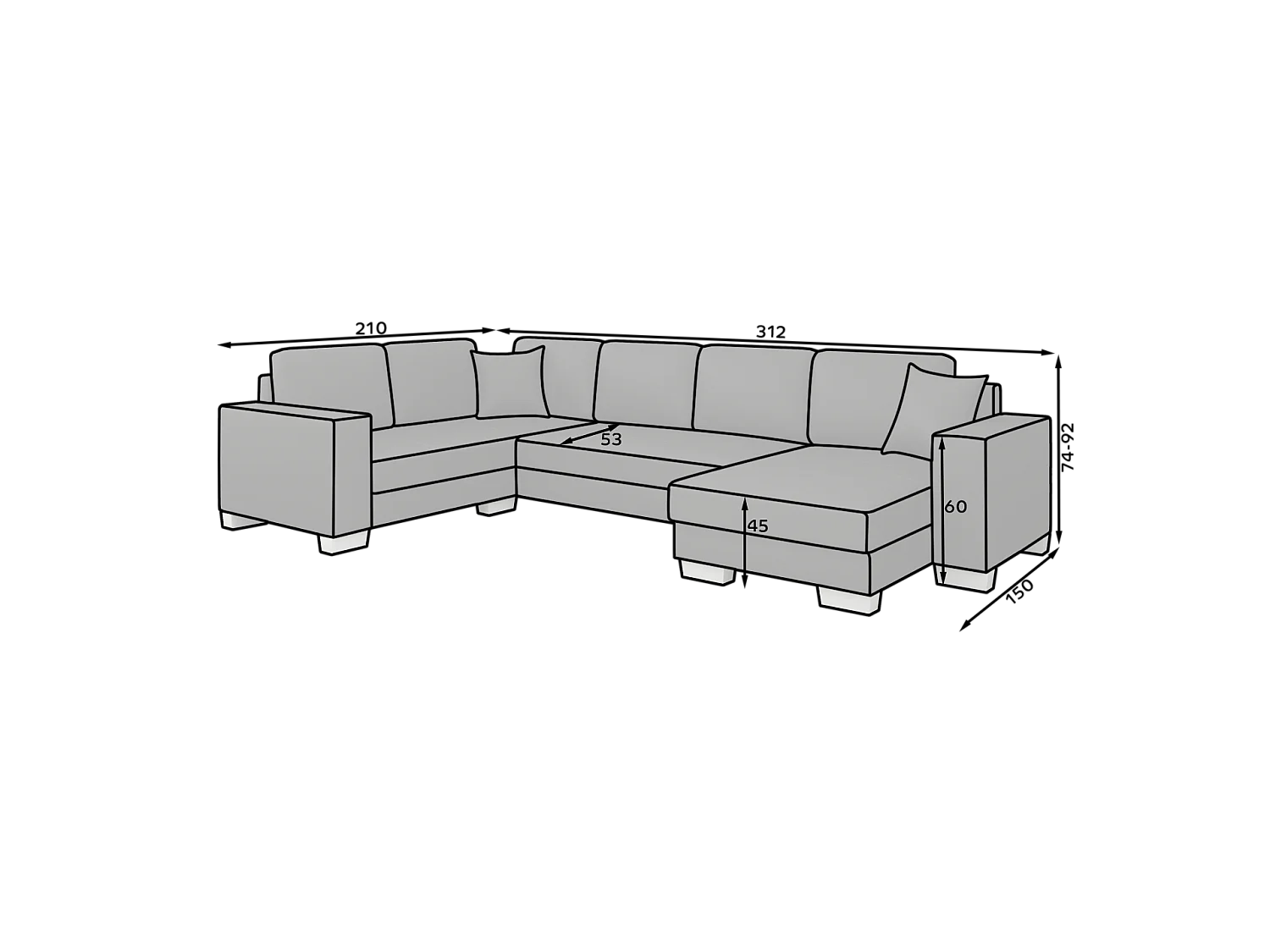 Ecksofa Berta L/Stoff-Beige