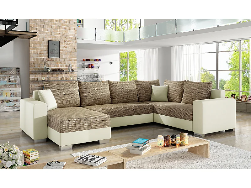 Canapé Corner Berta L/Tissu-Beige