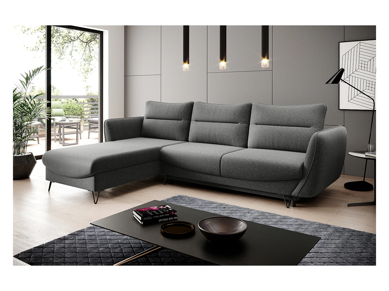 Canapé Corner Astra L/Tissu-Gris