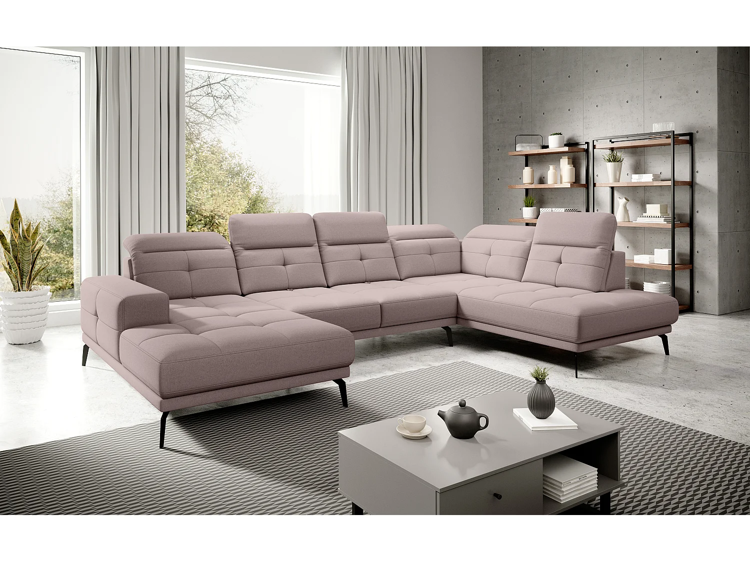 Ecksofa Luton UR/Stoff-Rose