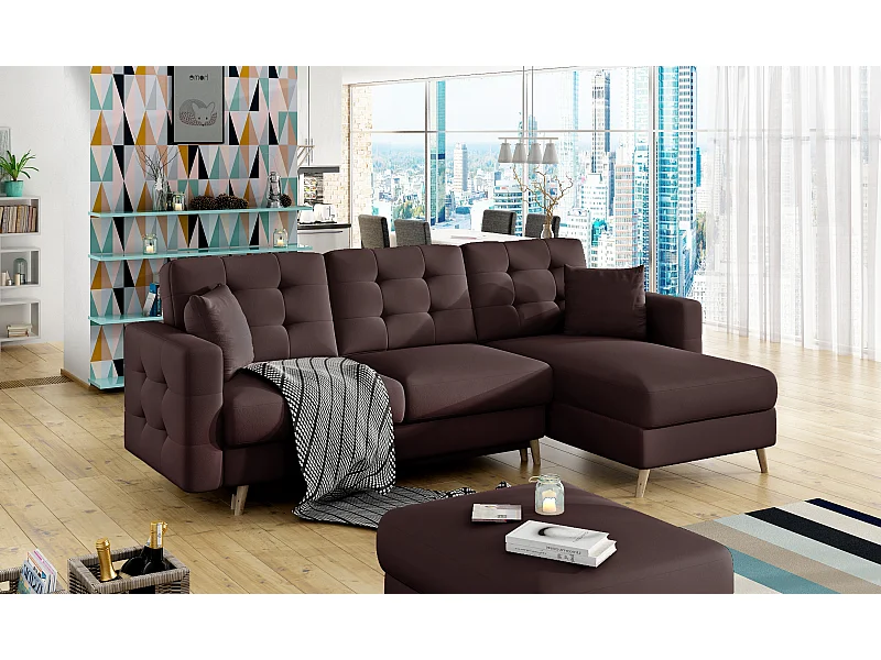 Canapé Corner Daron R/Tissu-Marron