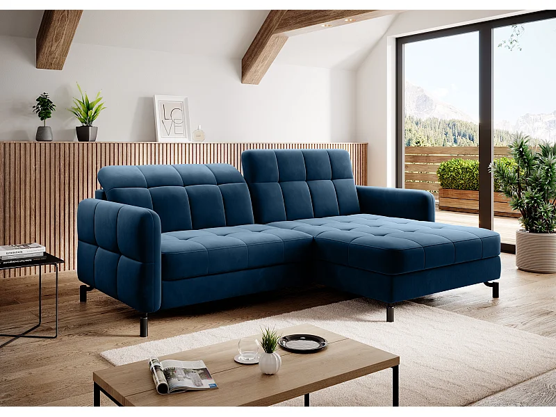 Divano d'angolo Anna R/Tessuto-Blu