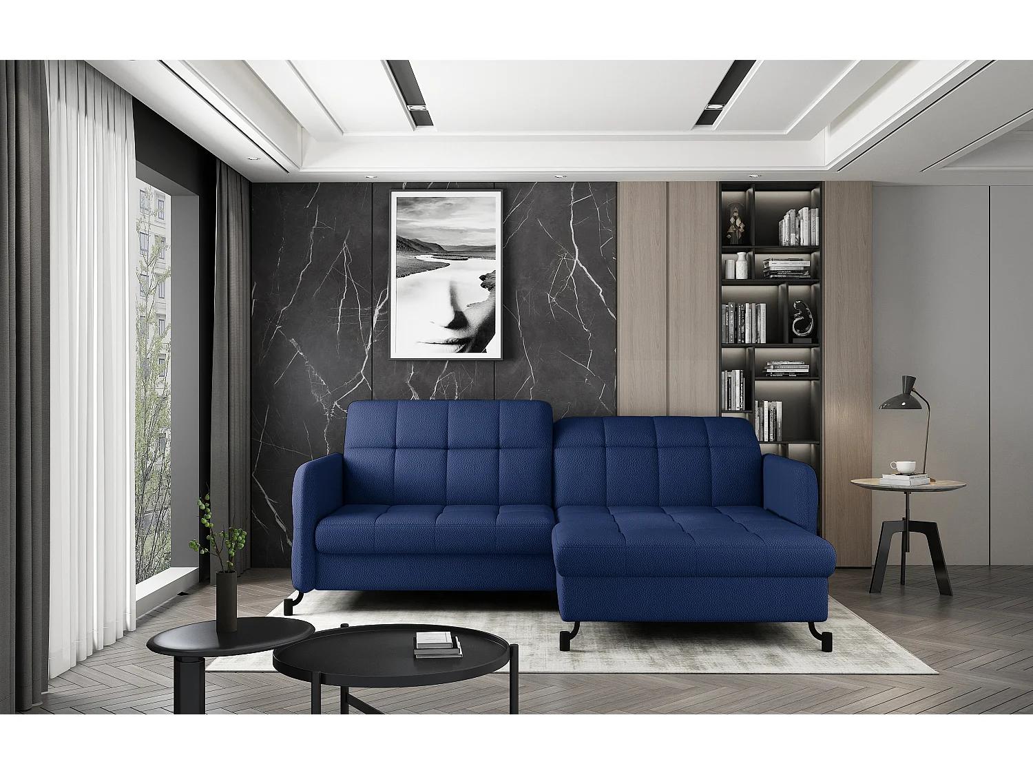 Ecksofa Anna R/Stoff-Blau