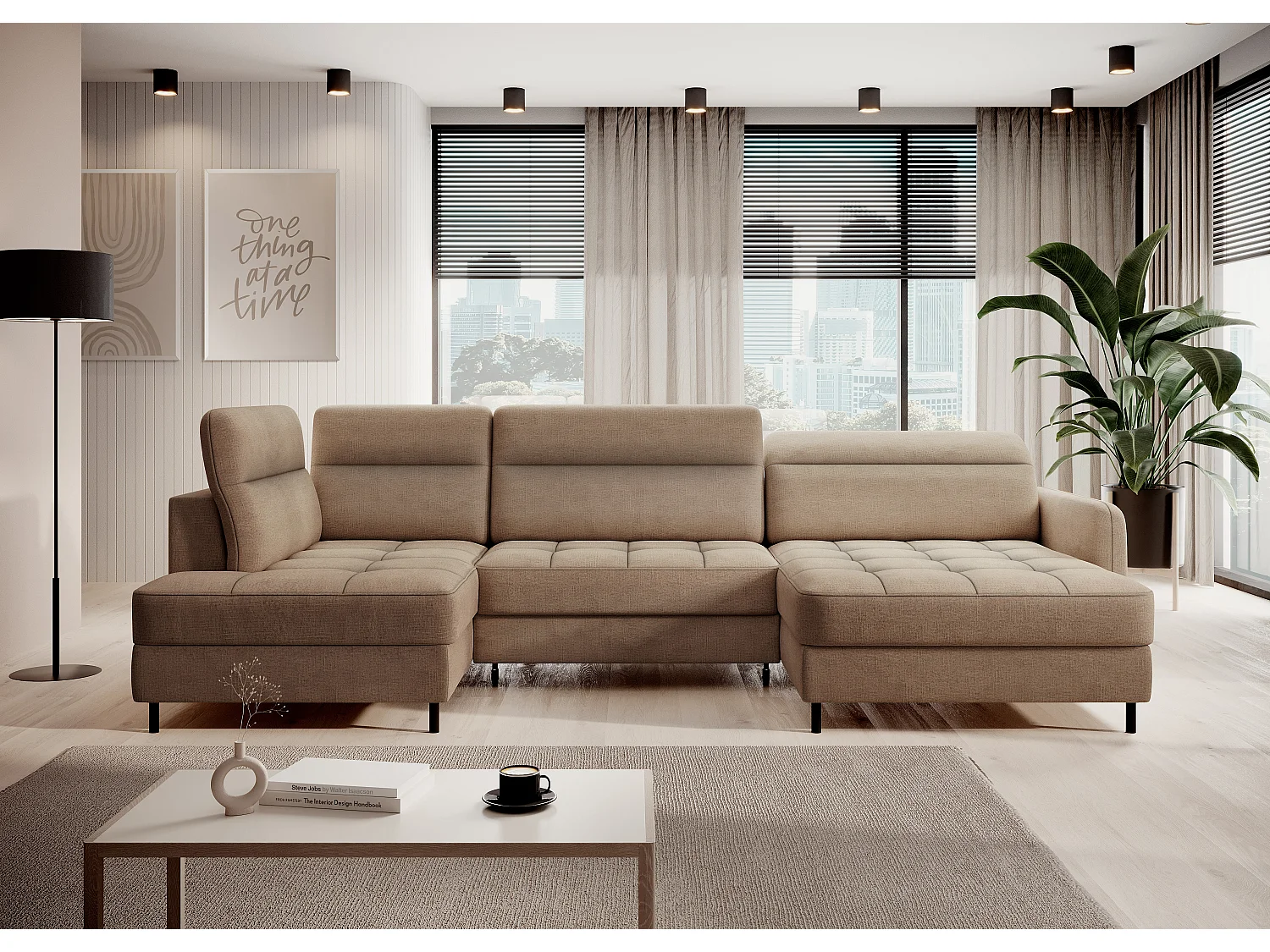 Ecksofa Silvio UR/Stoff-Braun