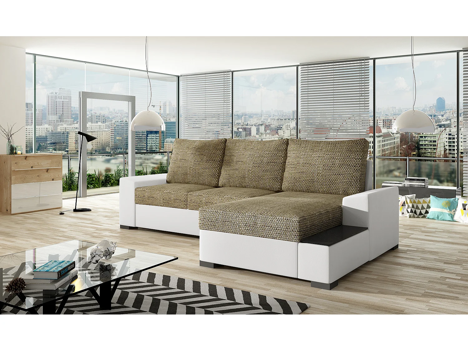 Ecksofa Arte R/Stoff-Beige