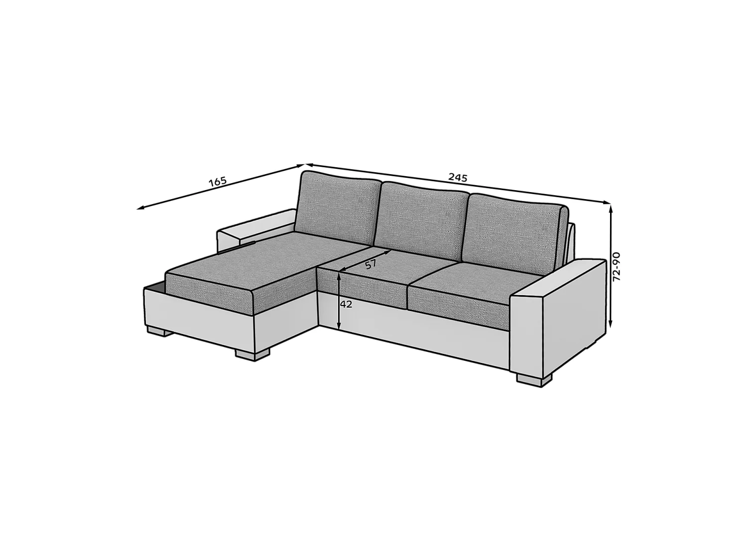 Ecksofa Arte R/Stoff-Beige