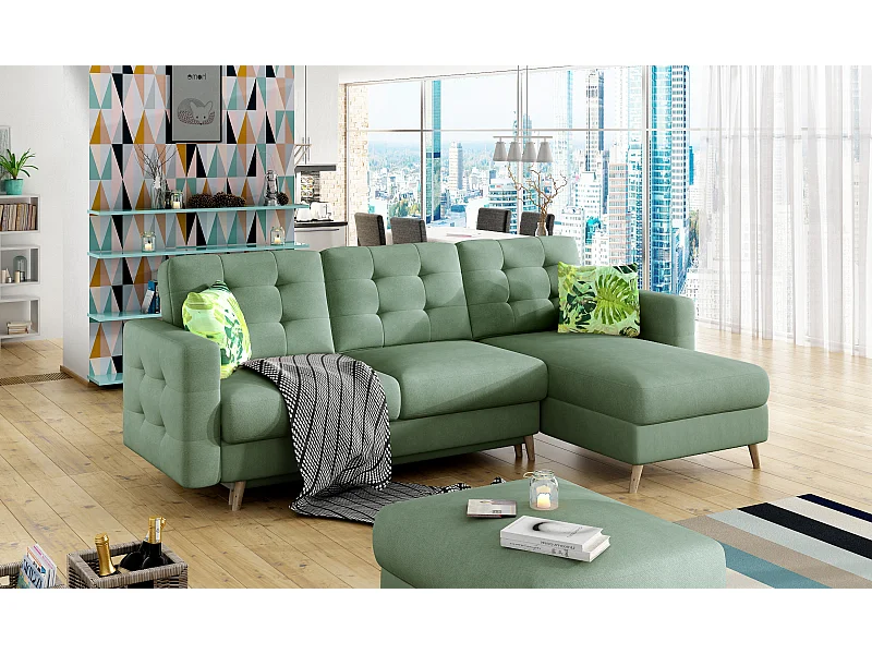 Ecksofa Daron R/Stoff-Grün