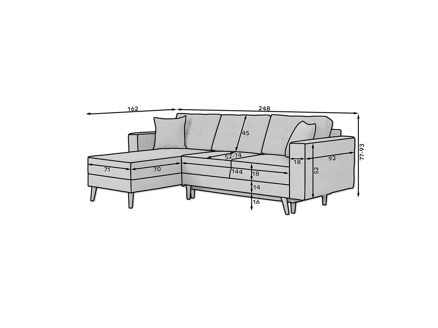 Ecksofa Daron R/Stoff-Grün