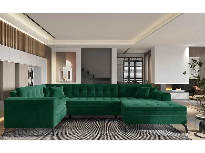 Divano d'angolo Solvio UR/Tessuto-Verde