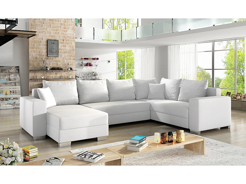 Ecksofa Berta L/Stoff-weiss